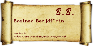 Breiner Benjámin névjegykártya